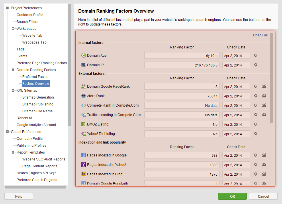 features of website auditor onpage optimisation software