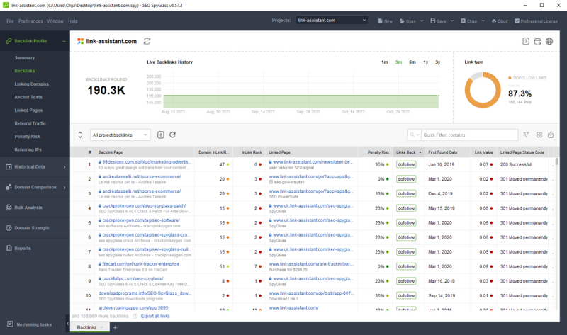 SEO SpyGlass Professional screenshot