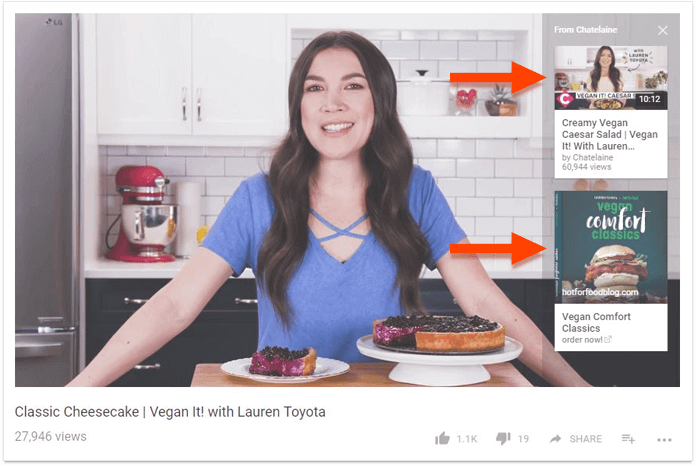 Examples of Cards on a YouTube video