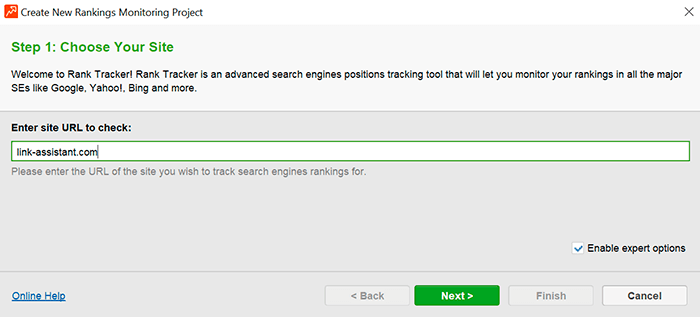 Create a project in Rank Tracker