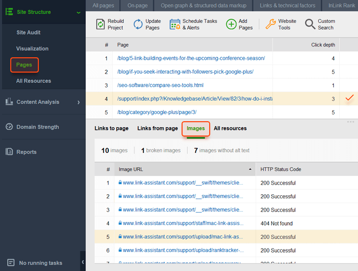 Check on-page image SEO