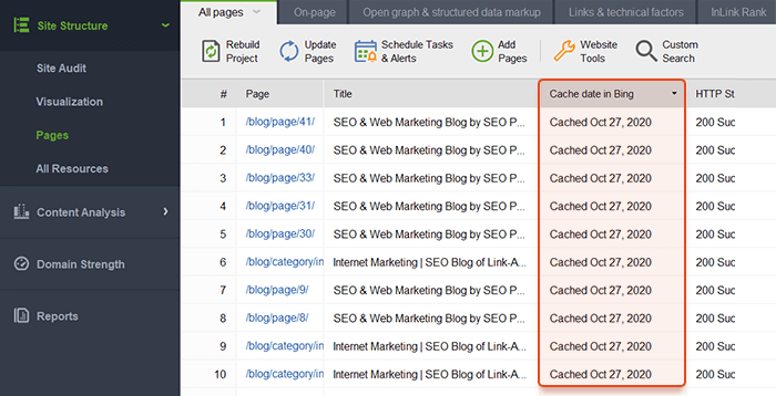 Check out cache date in Bing