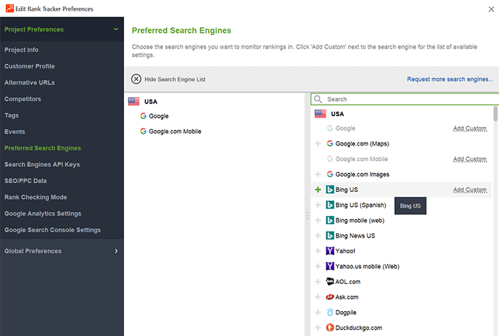 Add Bing as your preferred search engine