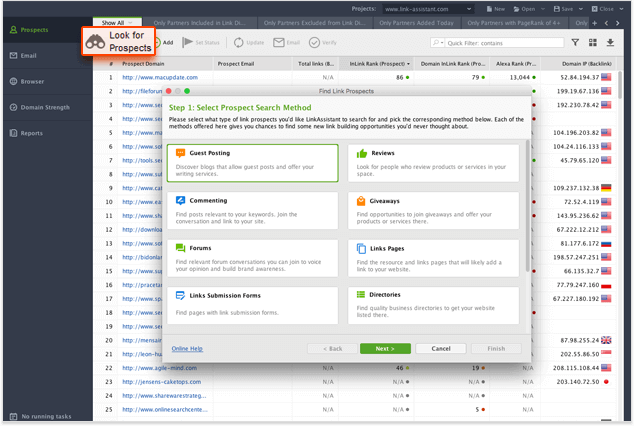 Research for prospects in LinkAssistant