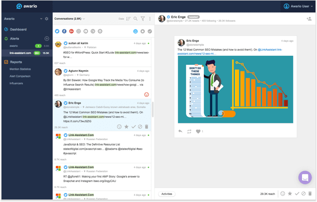 Social listening tools show your mentions in Facebook, Twitter, LinkedIn and more
