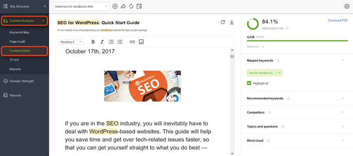 Optimize your pages in Content Editor
